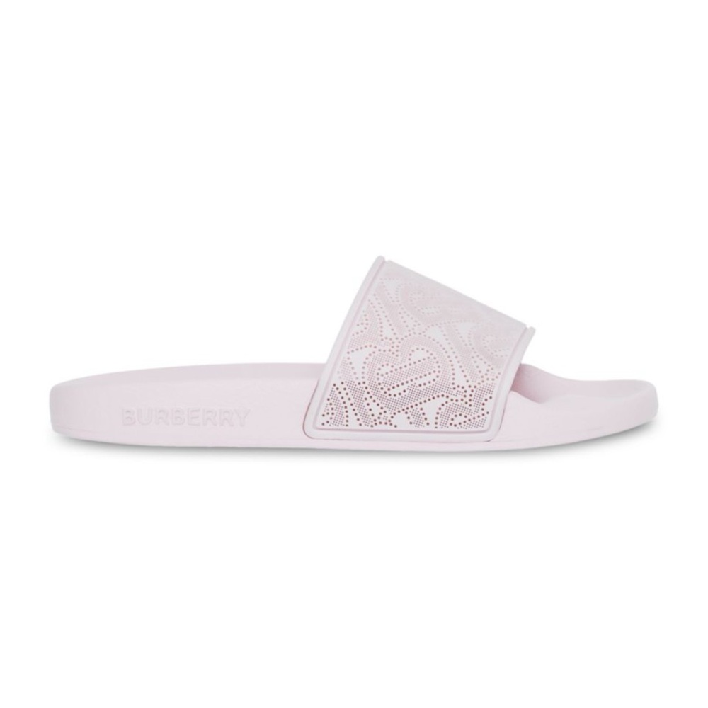 GIRL BURBERRY PERFORATED DESIGN PINK SLIDE SANDALS